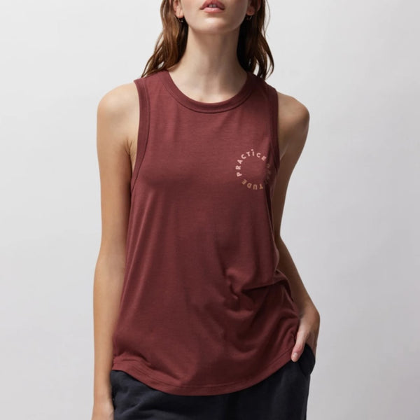spiritual gangster practice gratitude namaste tank washed burgundy