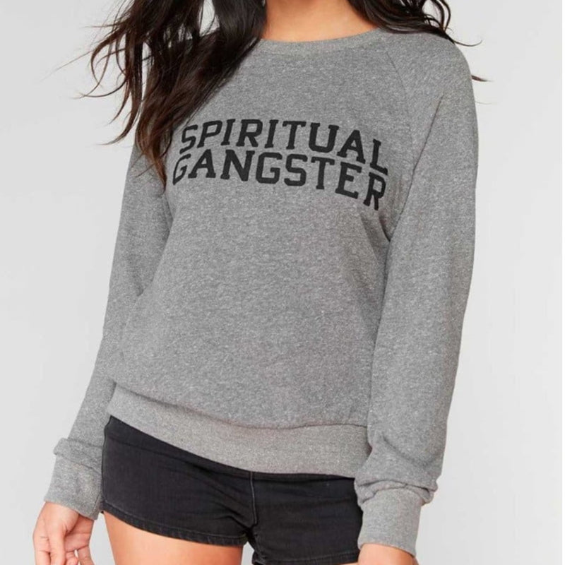 spiritual gangster varsity sweat shirt old school
