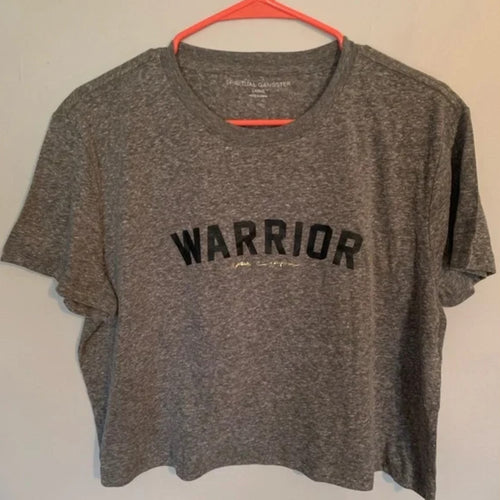 Spiritual Gangster Warrior Tee Shirt Crop Gray 2