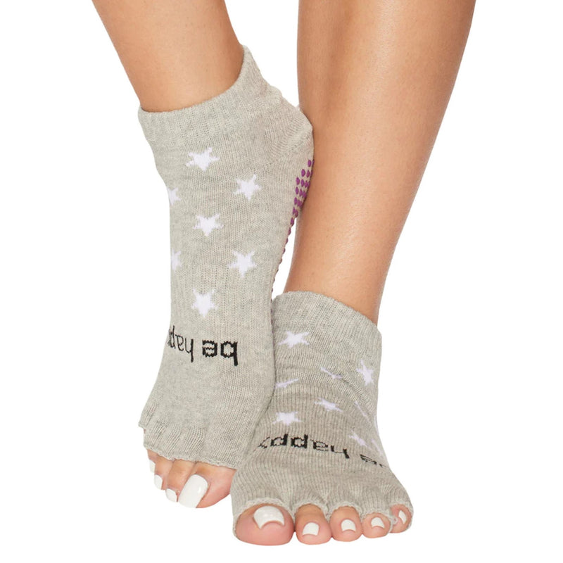 Be Happy Grey Shine Star Half Toe Grip Socks - Sticky Be