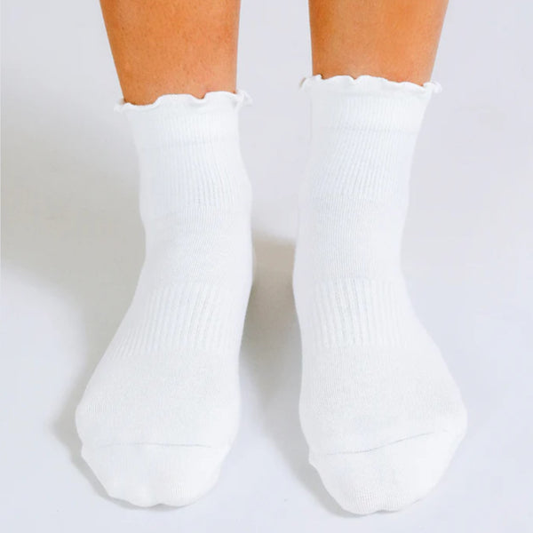 Tailored Union Ruffle Ankle Socks White