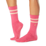 tavi active kai hot pink stripe crew grip socks