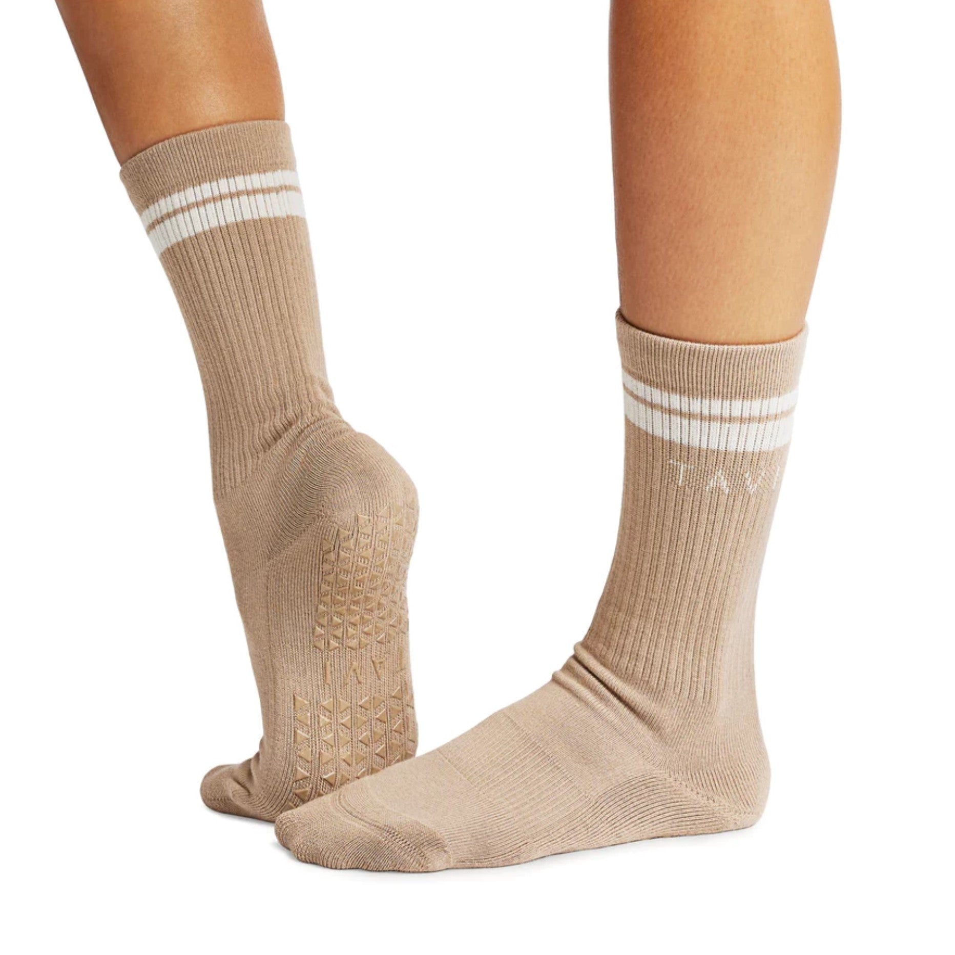 Kai Grip Socks Latte Stripe - Tavi Active- simplyWORKOUT Latte Stripe / M (8.5-10.5)