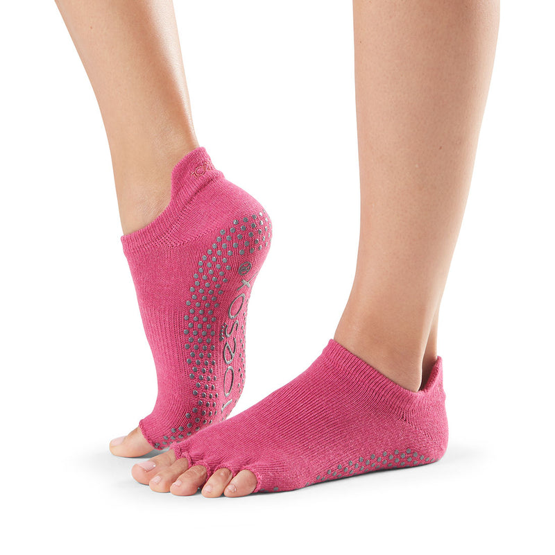 toesox half toe low rise raspberry grip socks
