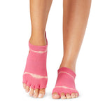 toesox half toe ankle grip socks low rise pink stripe