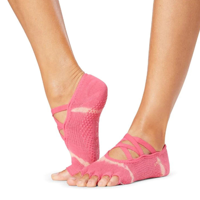 toe sox elle grip socks hot pink stripe