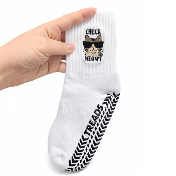 Treads Check Meowt Grip Sock