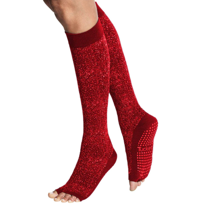tucketts knee high sparkling rouge grip socks