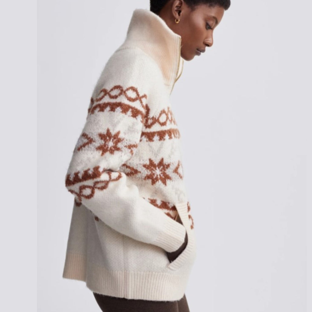 Cai Fair Isle Half Zip Sweater - Whitecap Grey Fairisle - Varley