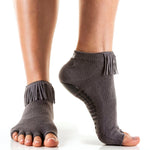 Arebesk Fringe Open Toe Grip Sock Grey