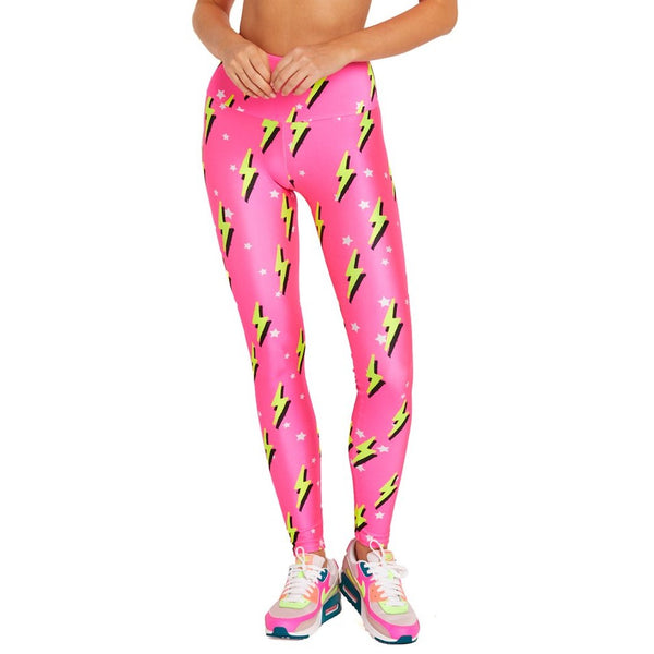 Goldsheep Pink Neon Bolts Leggings