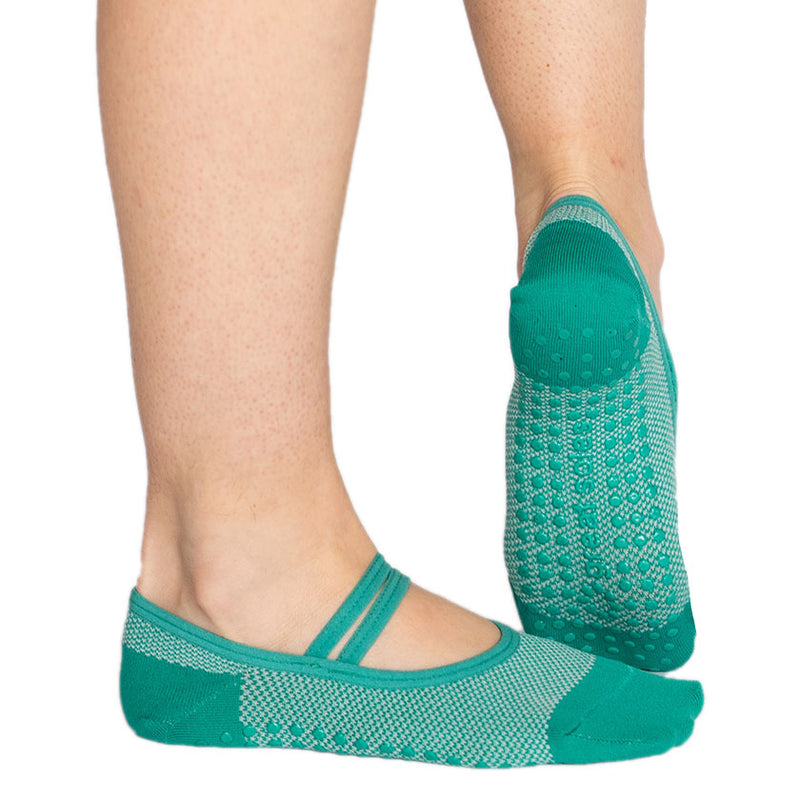 Mia Mesh Ballet Grip Socks - Green (Pilates/Barre)