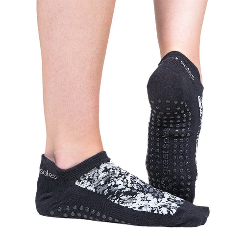 Great Soles Kaori Tab Back Grip Sock - Black White Grey