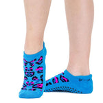 great soles keira leopard grip sock blue black