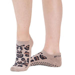 great soles grip socks keira leopard tan black