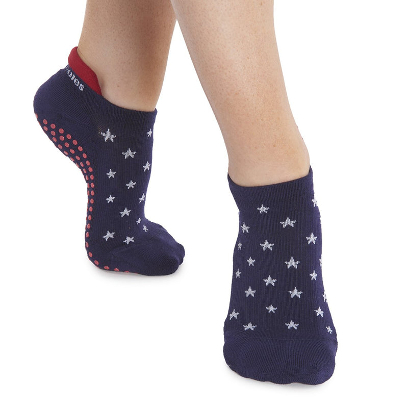Great Soles Lucy Tab Back Grip Sock Stars Blue