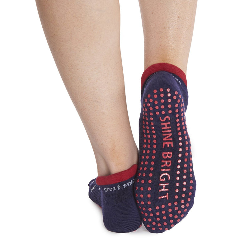 Great Soles Lucy Tab Back Grip Sock Stars Blue