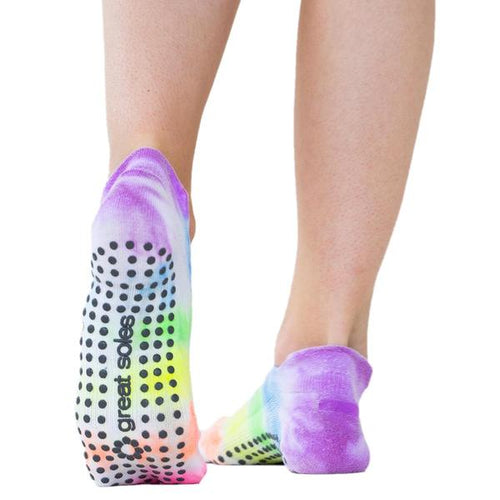 great soles grip socks avery tie dye neon multi