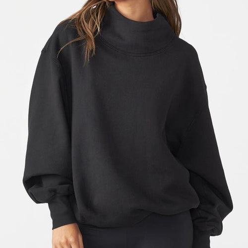  Joah Brown Oversized Turtleneck Sweatshirt - Black French Terry 