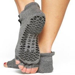 Pointe Studio Clean Cut Toeless Grip Sock Charcoal Heather Gray