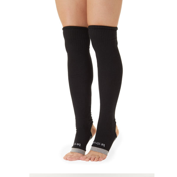 Sticky Be Be Strong Black Light Grey Stirrup Grip Leg Warmers