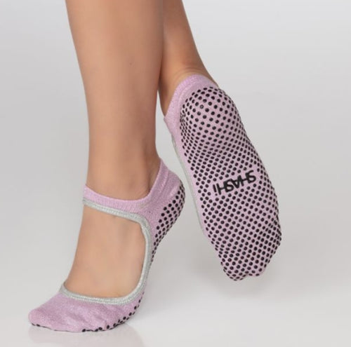 Shashi Sweet Grip Sock - Mary Jane Rose with Silver Trim