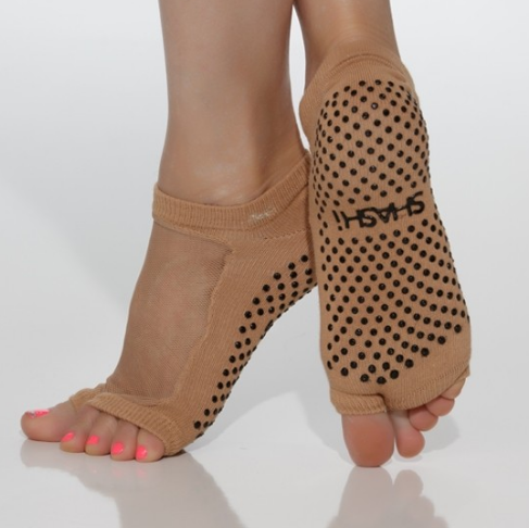 shashi classic open toe nude grip socks
