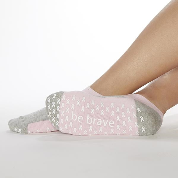 sticky be be brave breast cancer awareness grip socks