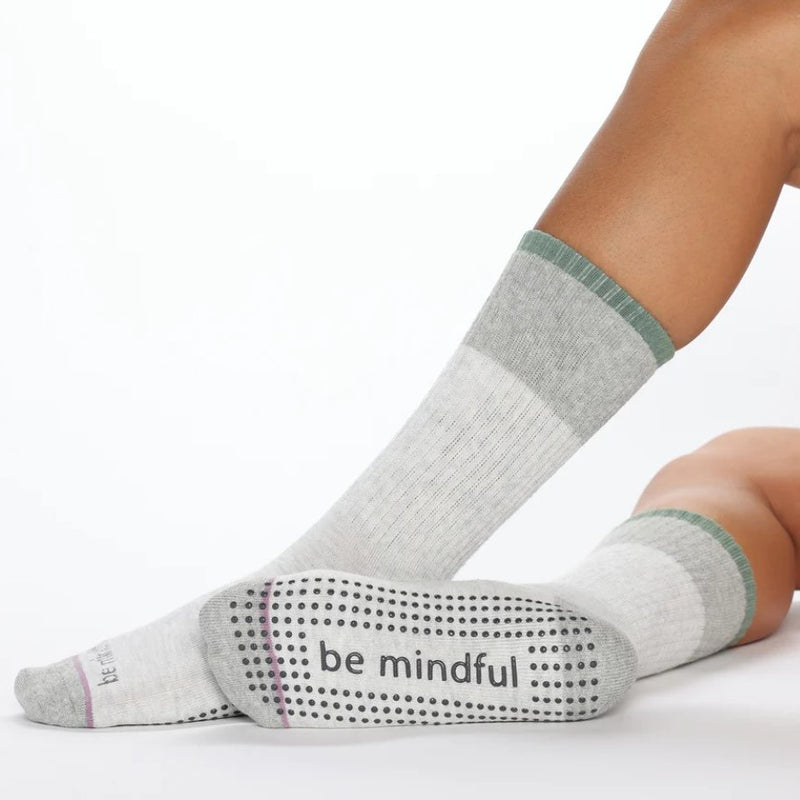 Sticky Be Be Mindful - Sage Crew Grip Socks 