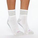 Sticky be Be You - White Heather Short Crew Grip Socks