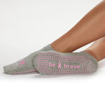 Sticky Be Be Brave Grip Socks Heather Pink Ribbons