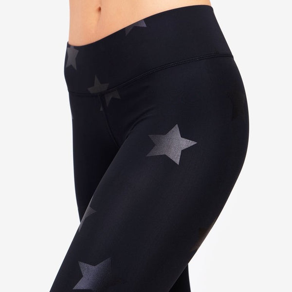 Terez Black Tonal Star Foil Uplift leggings