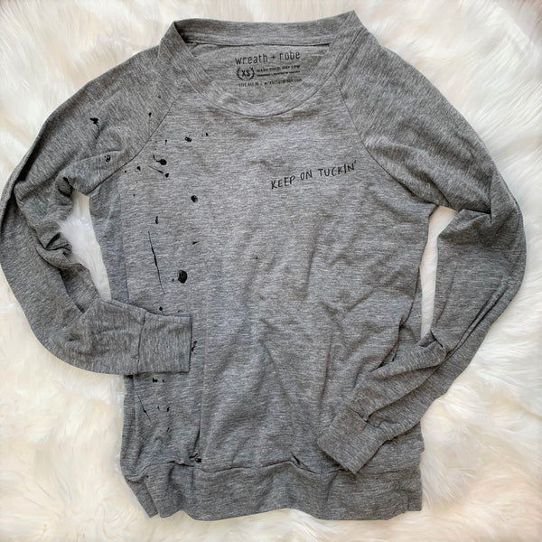 Wreath + Robe Keep On Tuckin' Pullover - Grey Black 