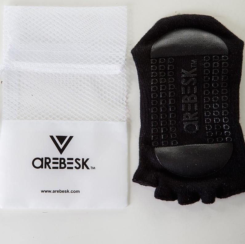 Arebesk Fishnet Open Toe Grip Socks - Black (Barre / Pilates) - SIMPLYWORKOUT