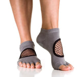 Arebesk Fishnet Open Toe Grip Socks - Gray (Barre / Pilates) - SIMPLYWORKOUT