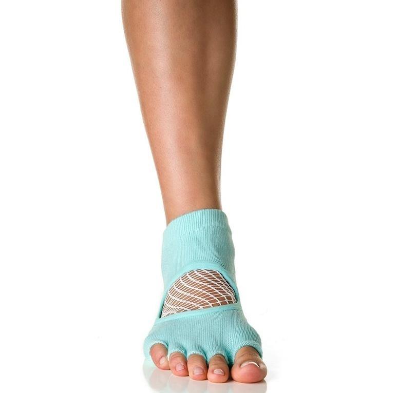 Arebesk Fishnet Open Toe Grip Socks - Teal (Barre / Pilates)