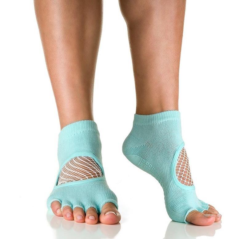 Pilates + Barre + Yoga Grip Socks // Arebesk Fishnet Toe Sock in Blue –  SIMPLYWORKOUT