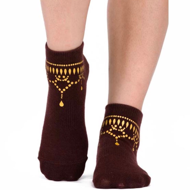 Arebesk ankelet grip socks brown