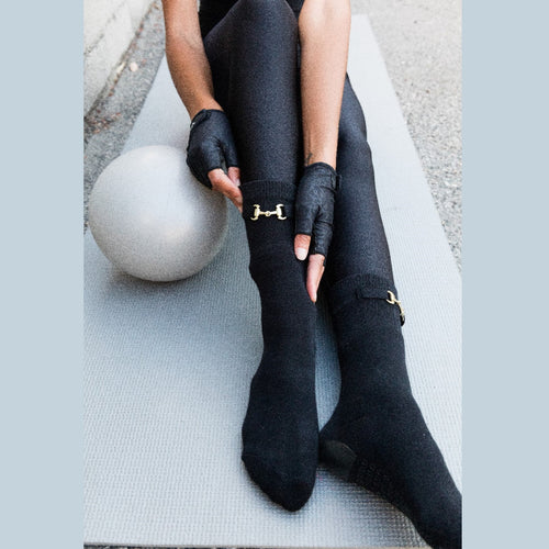 Arebesk Horsebit - Black Crew Grip Socks
