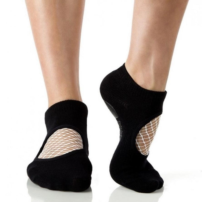 Arebesk Fishnet Grip Socks - Black White (Barre / Pilates) - SIMPLYWORKOUT