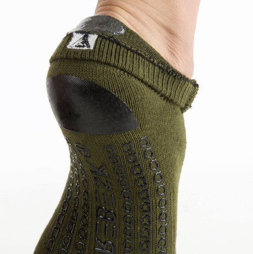 Arebesk Moto Open Toe Grip Socks - Army (Barre / Pilates) - SIMPLYWORKOUT