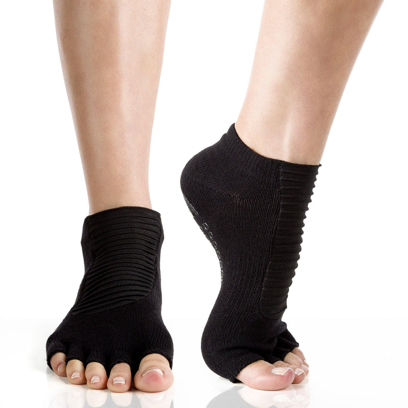 Arebesk Moto Open Toe Grip Socks - Black (Barre / Pilates) - SIMPLYWORKOUT