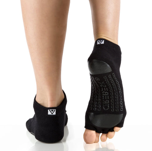 Arebesk Moto Open Toe Grip Socks - Black (Barre / Pilates) - SIMPLYWORKOUT