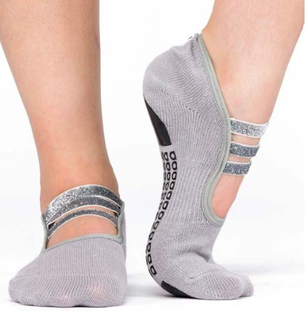 Arebesk sparkle glitter silver gray grip socks