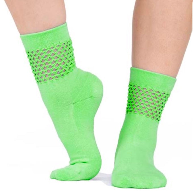 Arebesk crew grip sock vibe neon green