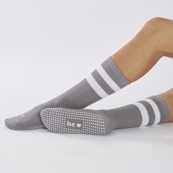 Crew Grip Socks - Gray (Barre / Pilates) - Sticky Be