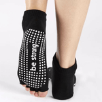 Half Toe Socks - Be Strong in Black (Barre / Pilates) - SIMPLYWORKOUT