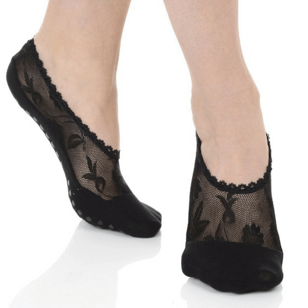 lace grip socks in black by great soles