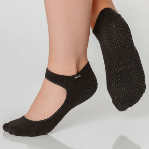 sweet grip shashi sock in black for barre and pilates