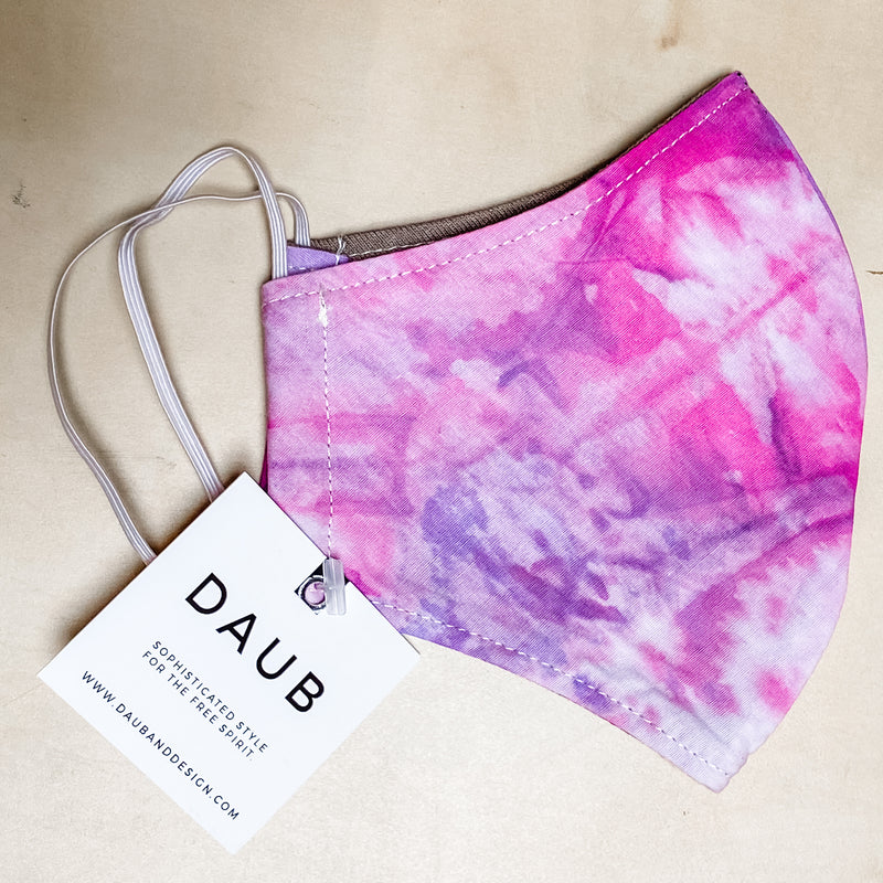 daub and design pink and purple tiedye face mask